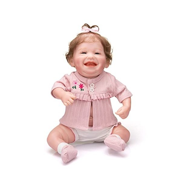 Poupée Reborn Dolls pour bébé et enfant - Imitation souriante - Matériau fin - Jouet interactif - Cadeau pour bébé - Pour le