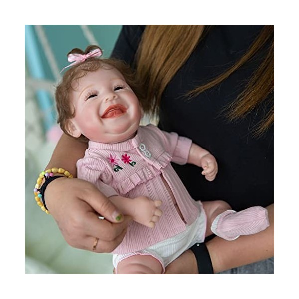 Poupée Reborn Dolls pour bébé et enfant - Imitation souriante - Matériau fin - Jouet interactif - Cadeau pour bébé - Pour le