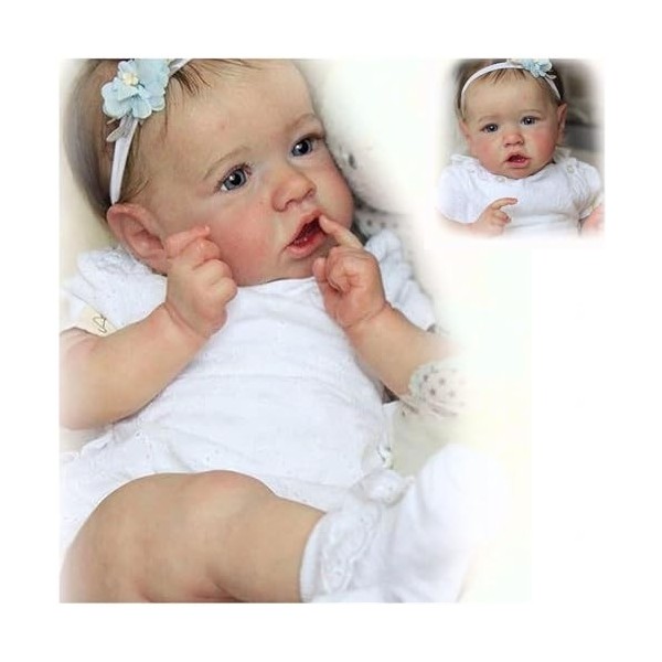 Real Baby Reborn Silicone, 22 Pouces, poupée en Silicone Douce et Mignonne de Renaissance, poupées réalistes Qui semblent rée