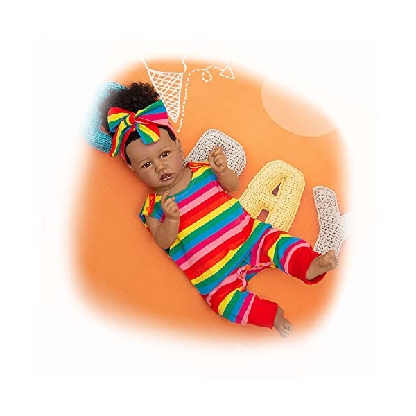 VVLXRIC Poupees Bebe, 22Pouces Fait Main Bebe Reborn Fille Realiste en Silicone, Coffret Cadeau De NoëL,A