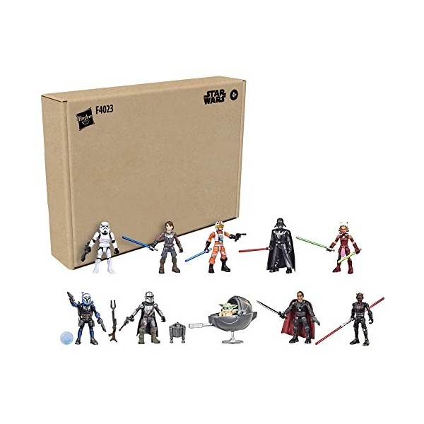 Hasbro Star Wars Mission Fleet, Pack de 10 Figurines de 6 cm avec 19 Accessoires, à partir de 4 Ans F4023 Multicolore