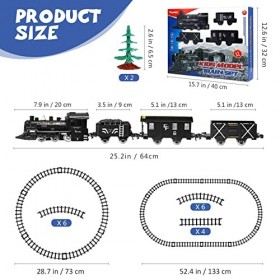 Toyvian Train électrique pour enfants - Modèle de train à piles avec sons et lumières - Locomotive à vapeur, voitures de char