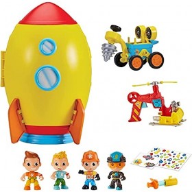 Bandai Vlad & Niki Crazy Rocketship Kit de Jeu Extensible à 2 Niveaux avec poignée Comprend véhicules, Figurines, Autocollant