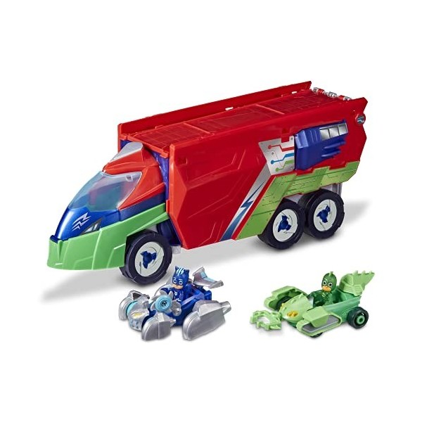 PJ Masks PJ Launching Seeker Preschool Toy, Transforming Vehicle Playset with 2 Cars, 2 Action Figures, and More, for Kids Ag