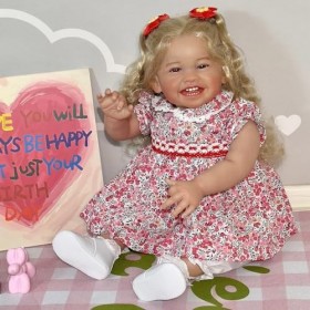 Bryzaxu Poupée Bébé Reborn Réaliste 24 Pouces 60 cm, Poupée Reborn pour Tout-Petits, Doux Sourire Vraie Vie Poupée Réaliste p