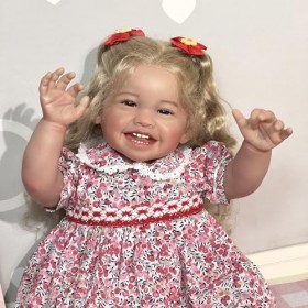 Bryzaxu Poupée Bébé Reborn Réaliste 24 Pouces 60 cm, Poupée Reborn pour Tout-Petits, Doux Sourire Vraie Vie Poupée Réaliste p