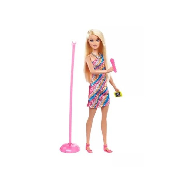 Barbie : Big City, Big Dreams Poupée Barbie « Malibu » Roberts 29,2 cm, blonde et microphone et smartphone, cadeau pour les