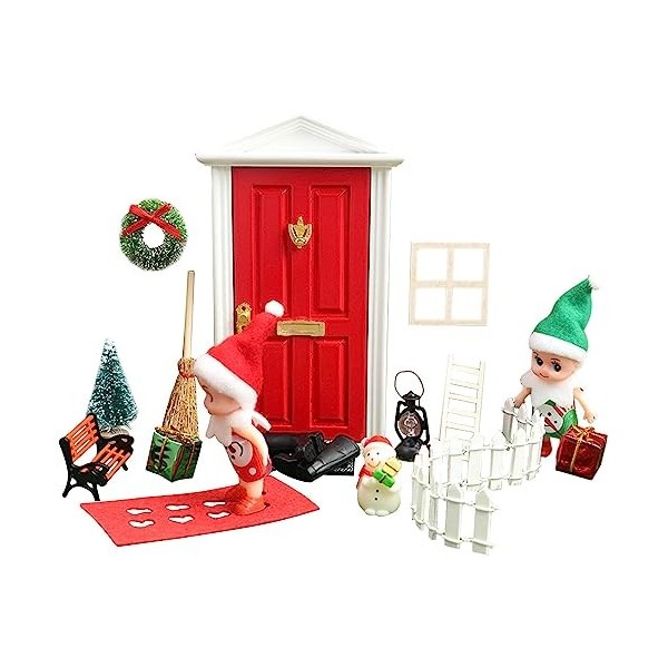 HEPBAK 5 Pcs Miniatures de Maison de poupée de Noël - Accessoires pour Mini Maison de poupée - Mini Maison de poupée en Bois,