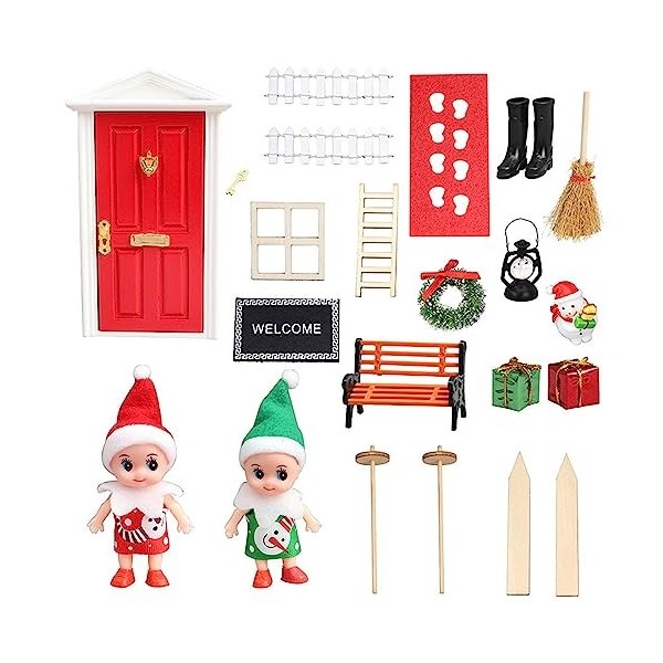 Holdes 5 Pcs Accessoires Miniatures d’Elfe de Noël | Kit Miniature de Maison en Bois Mini Maison de poupée en Bois, Accessoir