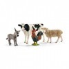schleich FARM WORLD - Coffret avec 4 animaux de la ferme à collectionner comprenant vache, mouton, ânon et coq, figurines ani