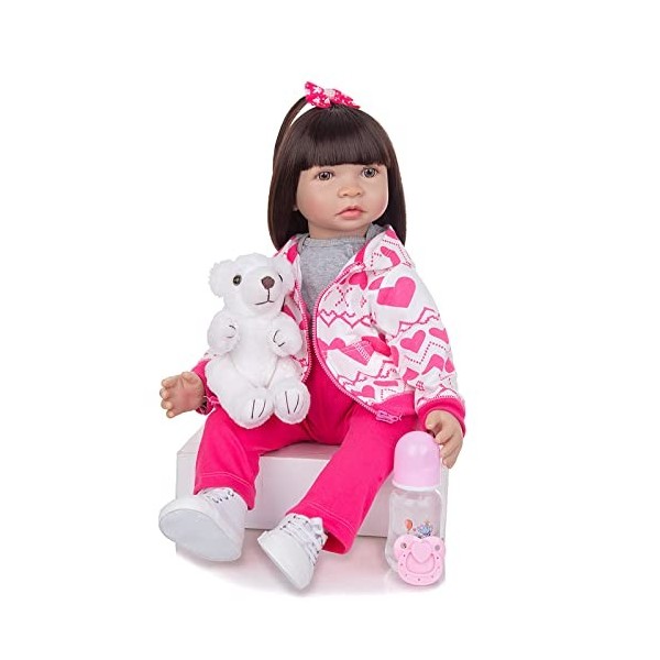 leybold Reborn Baby Dolls, 60 cm Poupées Nouveau-nés réalistes, poupée en Silicone Artisanale réalisée, Peau Douce de bébé, E