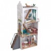 KidKraft Maison de Poupée en Bois Rowan incluant Accessoires et mobilier, Maison de Ville avec Toit terrasse et escalier exté