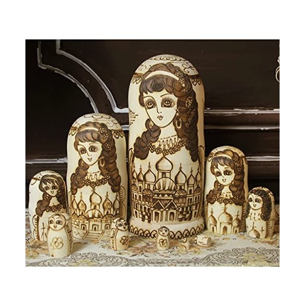 Poupée gigogne 10pcs nid de poupées pour Adultes Traditionnels Matryoshka poupée en Bois poupée de poupées Russes pour la déc