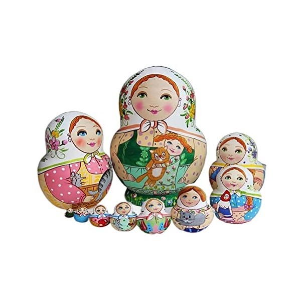 Poupée Russe Poupées Gigogne Poupee Russes Ensemble De Poupées Gigognes Russes 10 Pièces Empilables Matryoshka Poupées En Boi