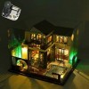 XLZSP Maison de poupée miniature DIY avec meuble, maison miniature en bois 3D avec LED, kit maison de poupée miniature