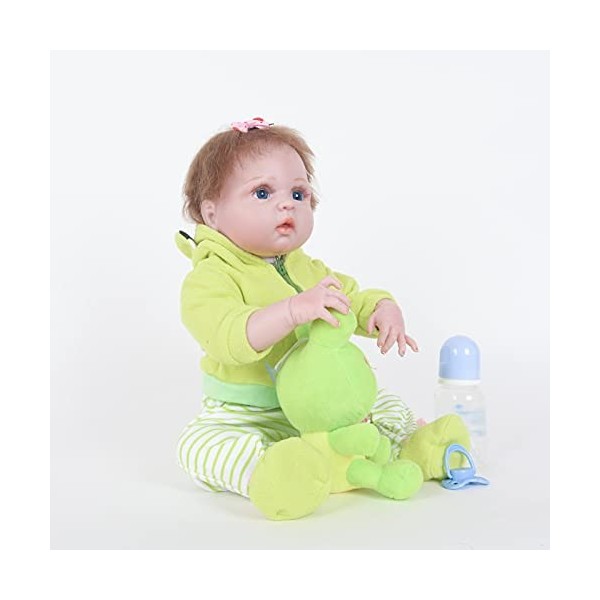 DLLzq Bebe Reborn Realiste Silicone, 22 in PoupéE Reborn Fille - sans PVC BéBé Reborn en Silicone RéAliste, Cadeau