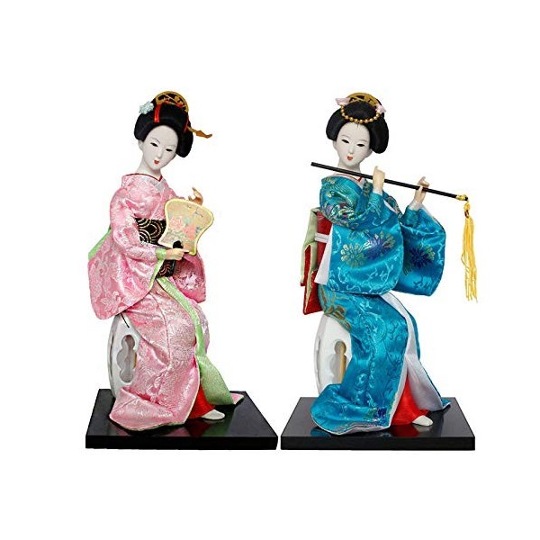 2 pièces Japonais Traditionnel Volk Kimono Geisha poupée Maiko poupée for Oriental décoratif Maison Cadeaux poupée, 030,30cm/