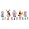 Enchantimals La Vallée Enneigée Coffret 5 mini-poupées Pristina, Rainey, Bevy, Felicity, Sybill et leurs figurines animales, 