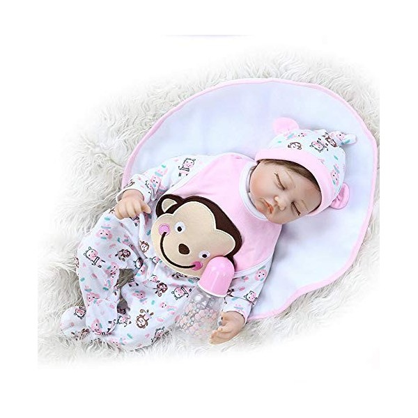 Dormir Reborn Baby Dolls, Réaliste Bébé Poupée À La Main en Silicone Souple Enfant en Bas Âge, Réalistes Reborn Bébés pour Ca