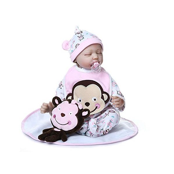 Dormir Reborn Baby Dolls, Réaliste Bébé Poupée À La Main en Silicone Souple Enfant en Bas Âge, Réalistes Reborn Bébés pour Ca