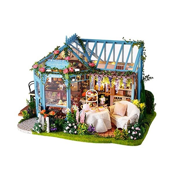 QLLL Maison de Poupées en Bois avec Meubles, Maison de Poupée avec Boîte à Musique, Maison Miniature a Construire pour Cadeau