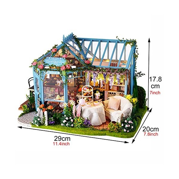 QLLL Maison de Poupées en Bois avec Meubles, Maison de Poupée avec Boîte à Musique, Maison Miniature a Construire pour Cadeau