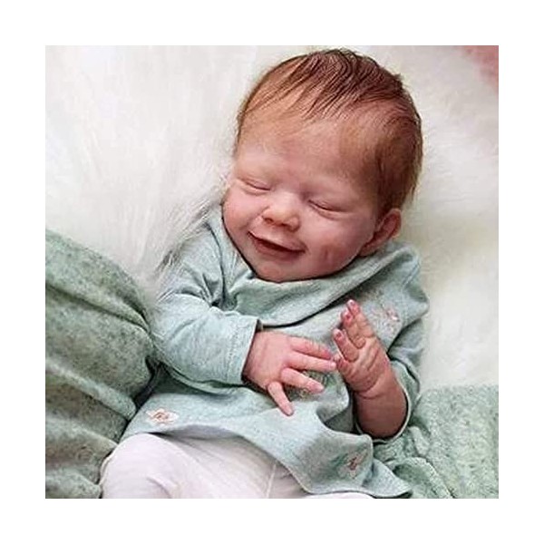 19 Pouces Dormir Reborn Bébé Poupées Garçon/Fille avec des Yeux Fermés Sourire Nouveau-Né Poupée en Silicone Corps Complet Ré