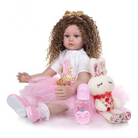 leybold Poupées bébé renaiss 60 cm, poupée bébé renaissante Mignonne, poupée en Silicone Artisanale, Peau Douce réaliste, Ens