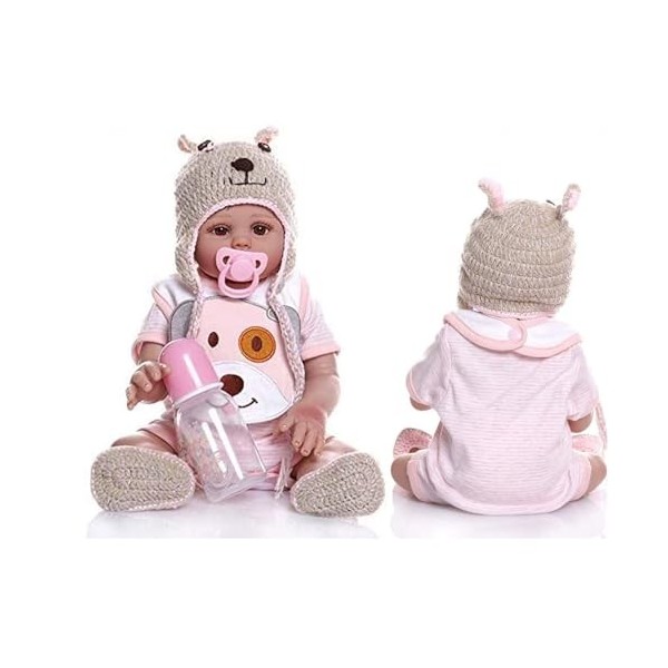 Comme de vraies poupées de bébé, paquet de 18 pouces 46 cm avec jouets dalimentation en silicone pour bébé nouveau-né, poupé
