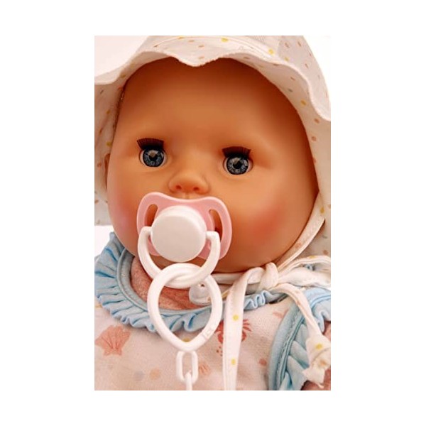 Schildkröt Amy Poupée avec tétine 45 cm Cheveux Morts, Yeux de Sommeil Bleus, poupée bébé avec vêtements 