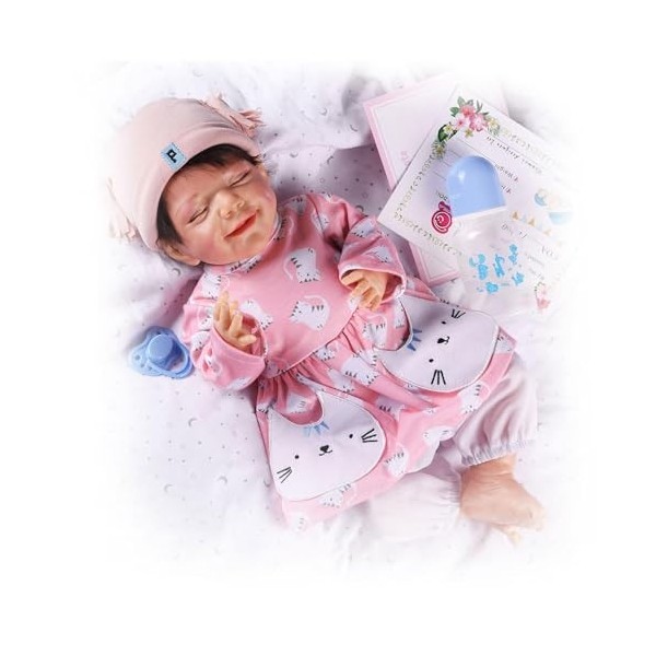 Poupée Reborn en Silicone, poupées en Silicone lavables de 18 Pouces et 46 cm, poupées de Nouveau-né réalistes Qui semblent r