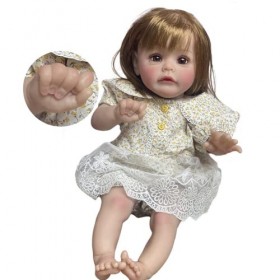 Poupées Bébé Fille Nouveau-Né De 20 Pouces Et 50Cm, avec Corps en Tissu Doux Au Toucher Réel