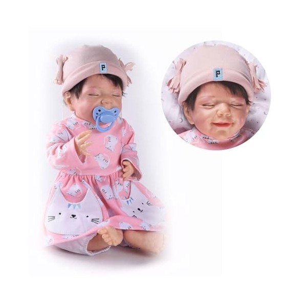 Silcone Baby, Paquet de 18 Pouces 46 cm avec Jouets dalimentation, poupées en Silicone Reborn Fille, bébé Qui a lair réel, 