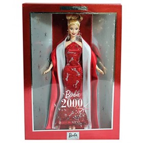BARBIE poupée blonde robe de soirée rouge brillante - mattel 2000 - pour le nouvel an 2000 - collector edition - boite vitrin