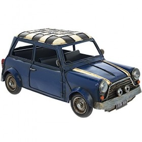 Lesser & Pavey Boîte Effet vintage en métal Bleu Mini Modèle de voiture avec toit Damier – Vintage Collection de transport