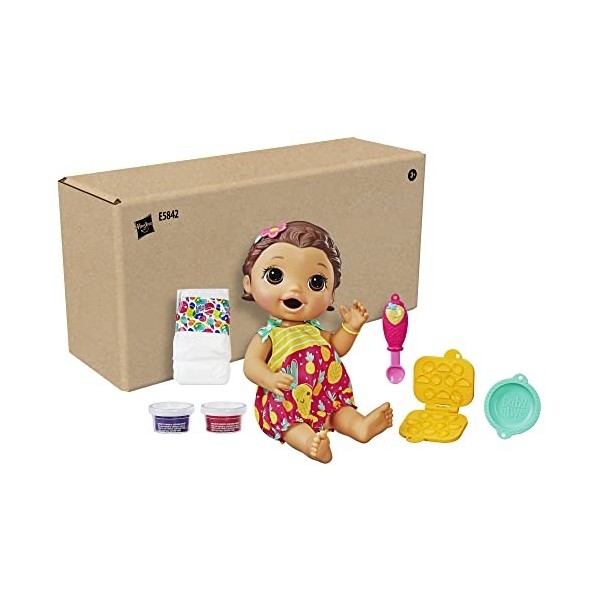 Baby Alive Super Snacks Snackin’ Lily Baby: Blonde Baby Doll That Eats, with Reusable Doll Food, Spoon and 3 Accessories, Per