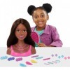 Barbie Tête de poupée avec 20 accessoires colorés, cheveux bruns