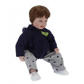 55 Cm Mignon Reborn Garçon Poupée Corps Doux Reborn Poupée Enfant en Bas âge Infantile Poupée Vie comme Bébé Poupées Réaliste