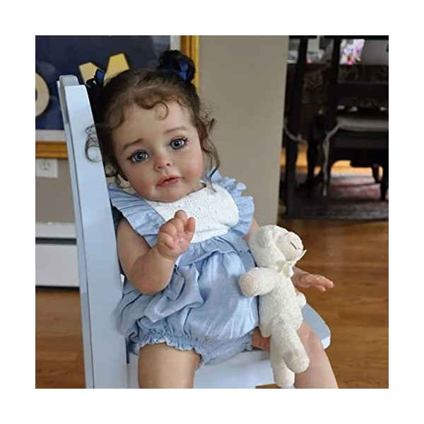 KEIOMI Reborn Poupée Bébé Poupée Reborn 23 Pouces 60 cm Nouveau-Né Fille Bébé Réaliste Lifelike Doll Jouet de Poupée Silicone