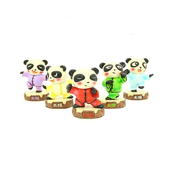 DHHHC 5pcs Style Chinois poupée Voiture décoration Tai Chi Panda Jouets Bureau Art décoration Chambre Magasin Maison Bureau