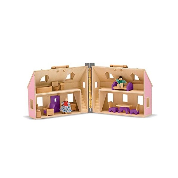 Melissa & Doug | Maison De Poupée en Bois Pliable et Portable | Jeux de rôle | 3+