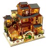 WonDerfulC Kit de mini maison de poupée en bois 3D Antique Villa Bricolage Surprise Noël Halloween Thanksgiving Maison Cadeau