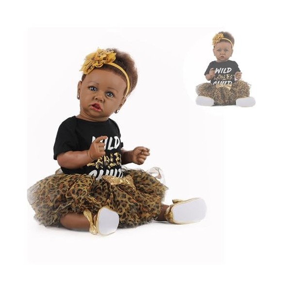 Reborn Nouveau-né, 22 Pouces Fait à la Main en Silicone pour bébé Fille, bébé Qui a lair réel, Cadeau pour Les Enfants de 3 