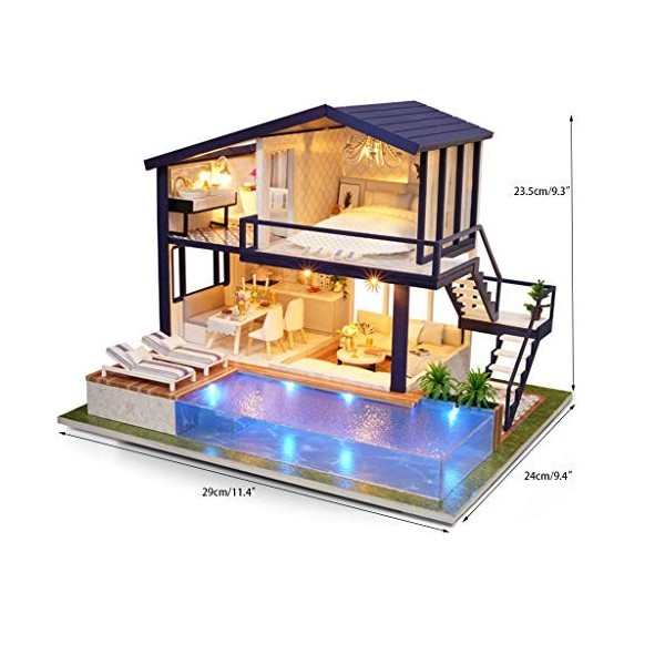 LYLY Boîte à musique miniature 3D pour maison de poupée - Avec meuble LED - À monter soi-même - À monter soi-même - À remonte