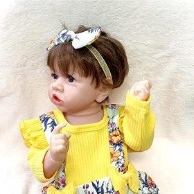 ZAMAKS PoupéE BéBé, 18Pouces 46Cm Travail Manuel Bebe en Silicone Realiste, Meilleur Cadeau pour NoëL,B-Girl