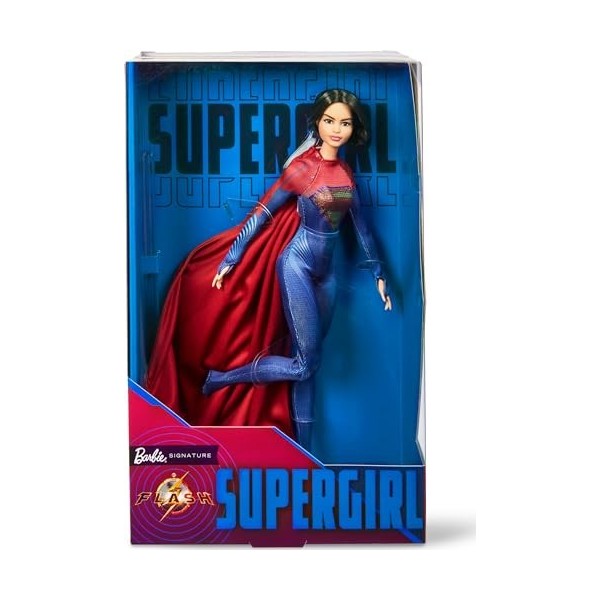 Barbie Supergirl Doll, Collectible Doll from The Flash Movie Wearing Red and Blue Suit with Cape, Doll Stand Included