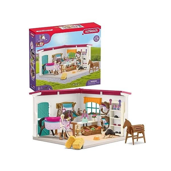 schleich 42568 HORSE CLUB - Boutique déquitation pour chevaux schleich, Coffret schleich avec 67 éléments inclus dont 1 chev