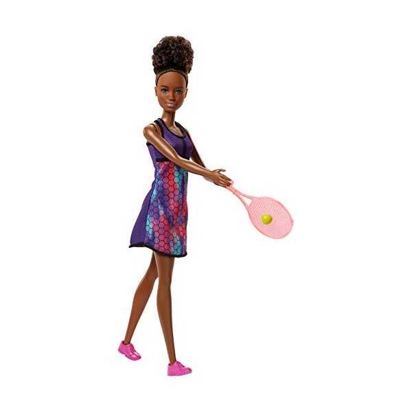 Barbie Métiers poupée joueuse de tennis avec robe sportswear, raquette et balle de tennis, jouet pour enfant, FJB11