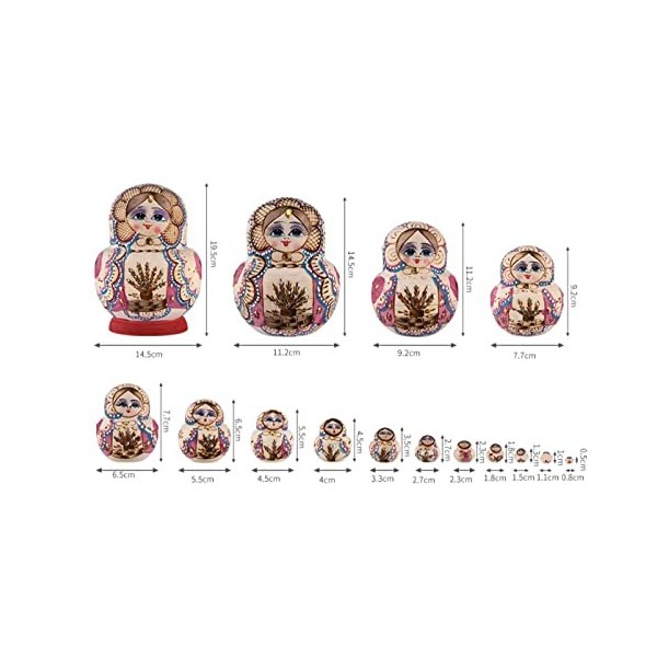 UTOQIA Poupée Russe Poupée Gigogne 15 Pcs Poupées Matryoshka en Bois Jouets Filles Russes Poupées Gigognes À La Main Jouet Ar