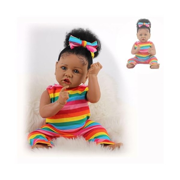 Poupées Reborn bébé Fille, poupées en Silicone Reborn Douces de 22 Pouces, poupées Qui semblent réelles, Meilleur Cadeau pour